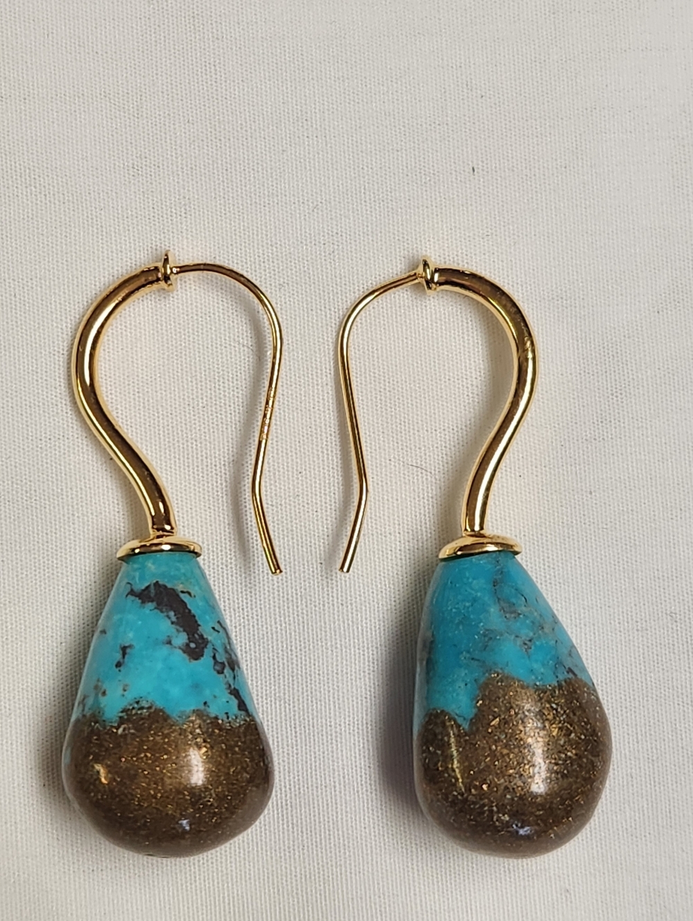 Colleen Lopez Sterling Silver Goldclad Turquoise And Copper Nugget Earrings - Picture 2 of 10